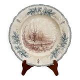 Assiette faïence 19e siècle, Choisy le roi « la mare »