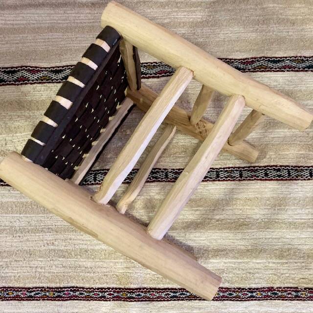 Tabouret Assise Tressée Cuir