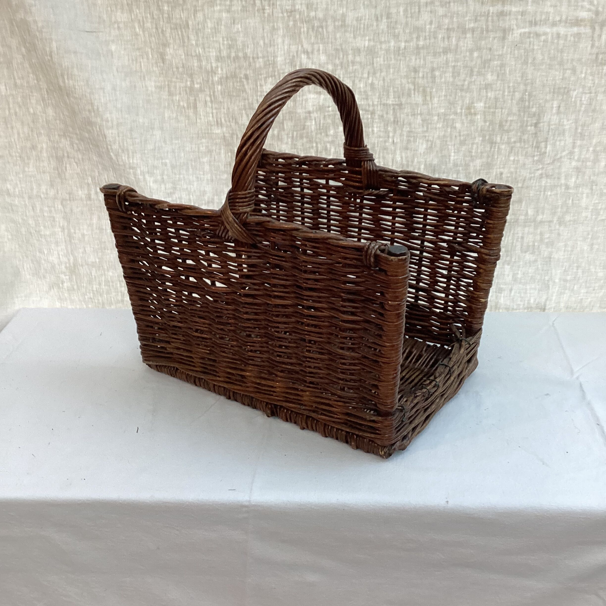Wicker, vintage rattan pyre basket