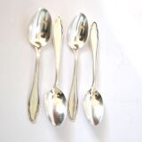 DEETJEN set of 4 silver-plated dessert spoons with a modernist scalloped design.