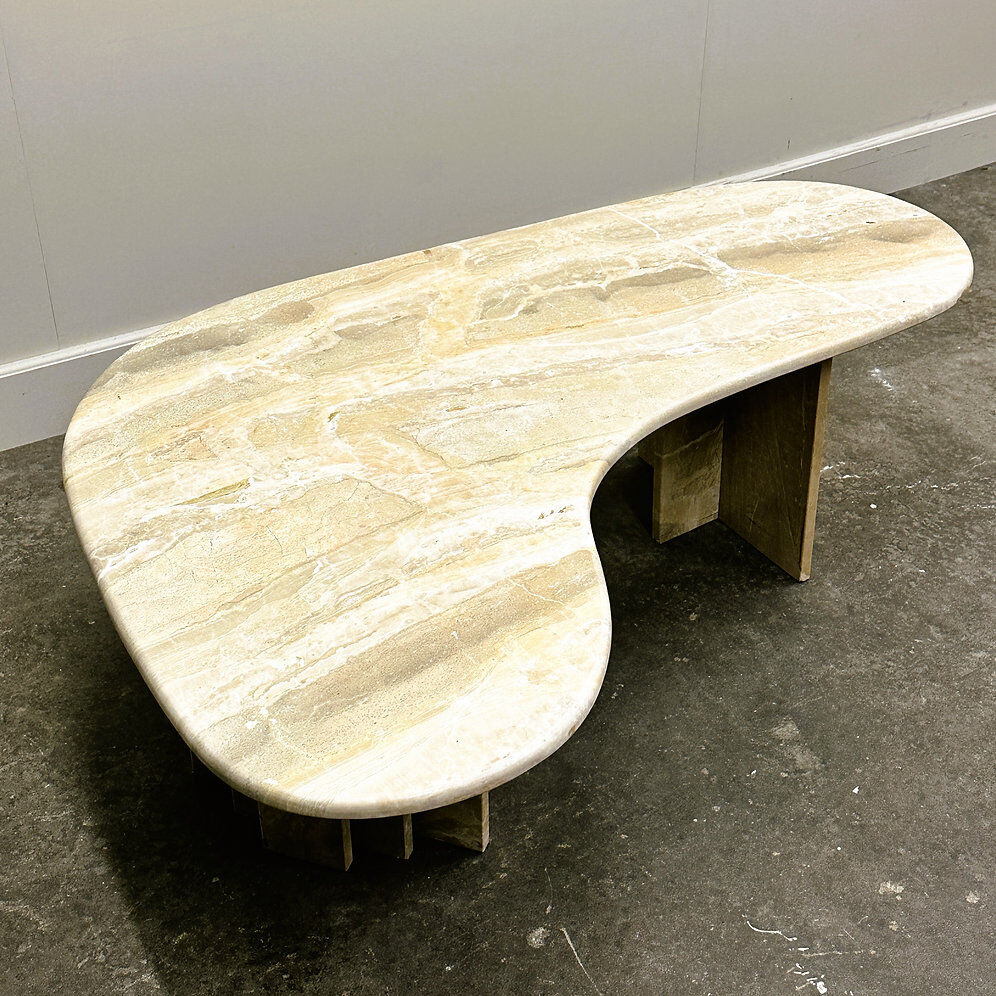 Vintage marble boomerang coffee table, Italy 1980s
