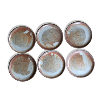 Series of 6 dessert plates in sandstone