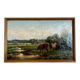 Cows in the pasture, oil on canvas, old painting
