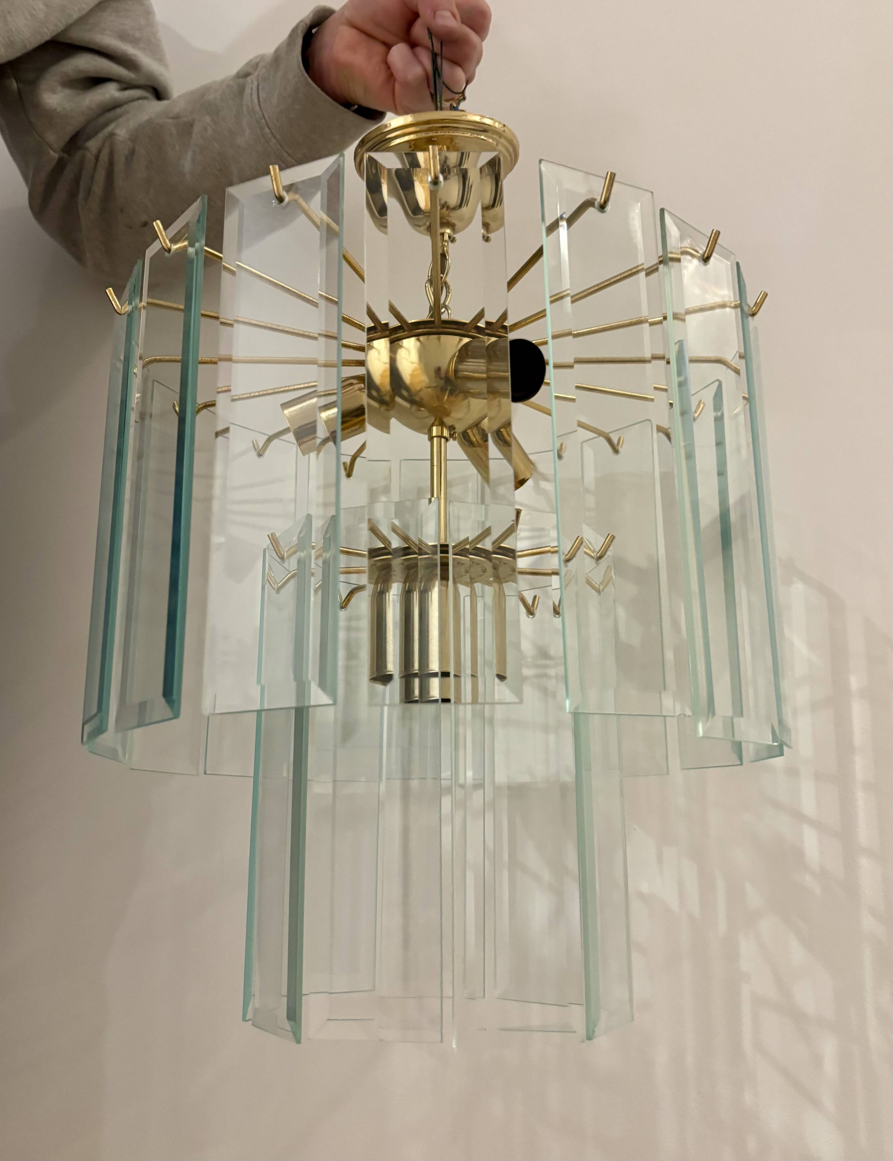 Lustre cascade verre et laiton, murano