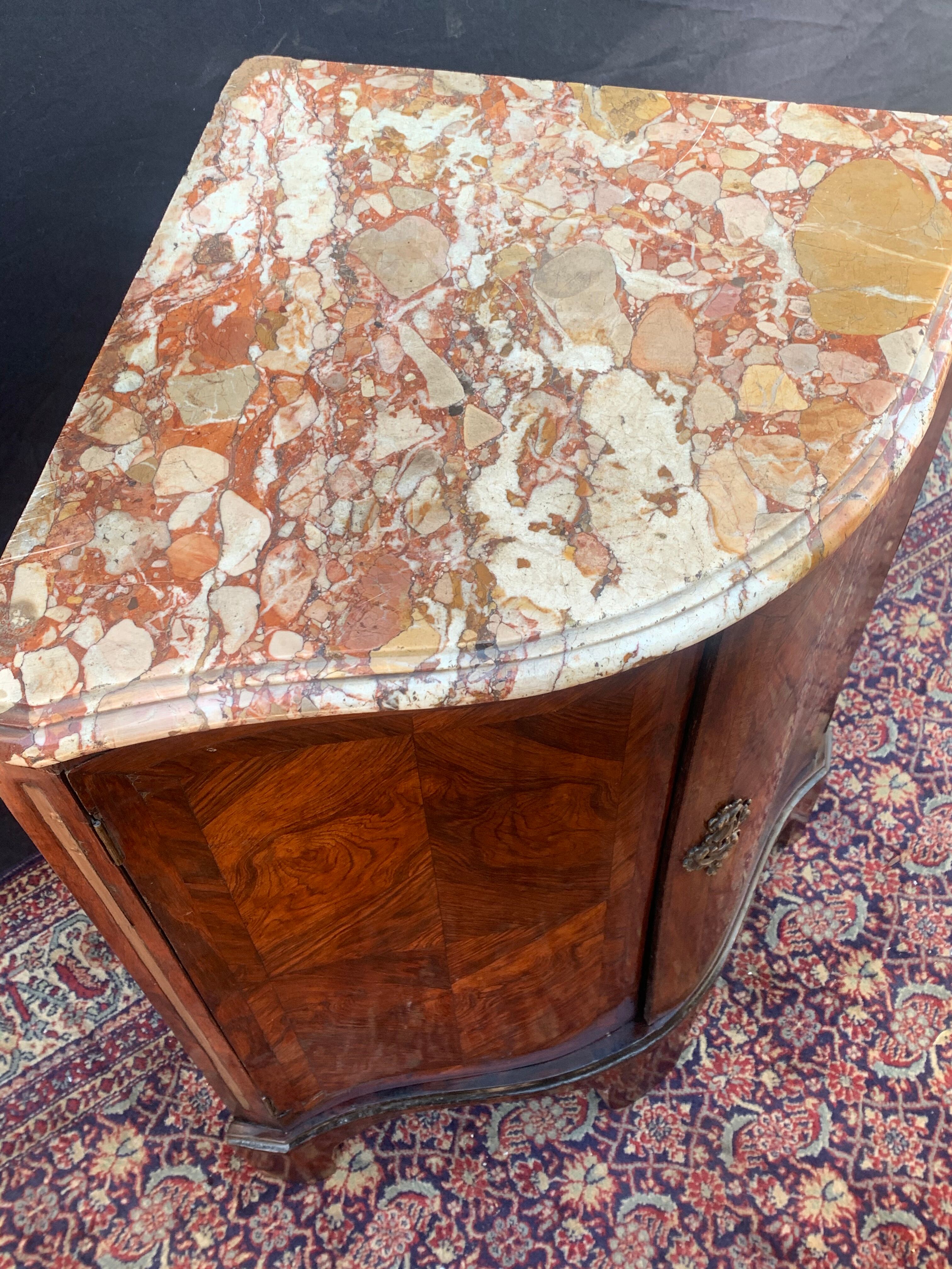 Migeon corner buffet stamped in Louis XV period marquetry