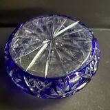 Saladier en cristal taillé bleu cobalt – irena pologne
