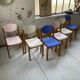6 colorful 80s beech chairs