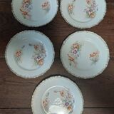 Dessert plates, set of five, Creil Montereau iron earth