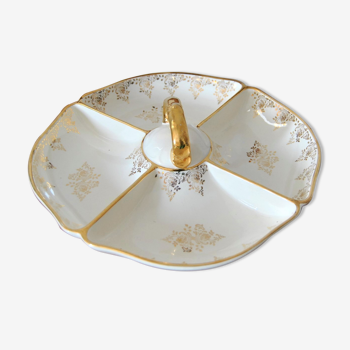 Aperitif tray in porcelain gilded decoration Villeroy & Boch 50s/60s