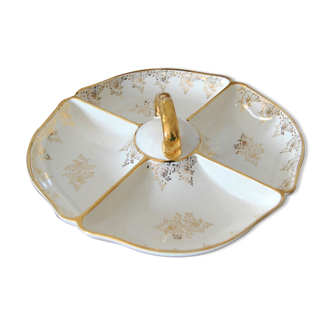 Aperitif tray in porcelain gilded decoration Villeroy & Boch 50s/60s