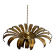 Ceiling lamp pendant in aged gilded metal palm leaf