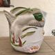 Rare cache-pot in earthenware with slip decoration of ducks.