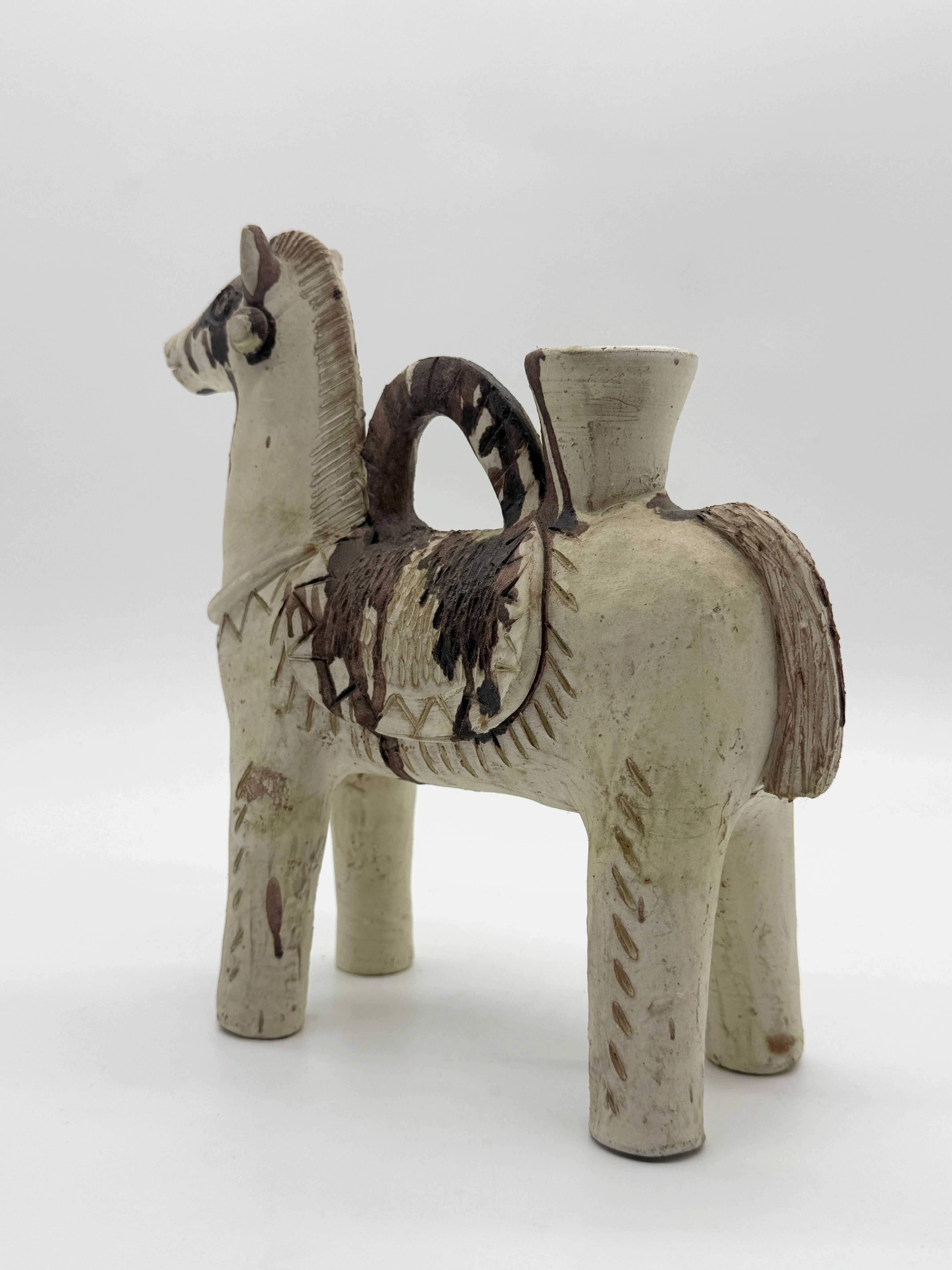 Ceramic candlestick horse, Sardinian, 1960s