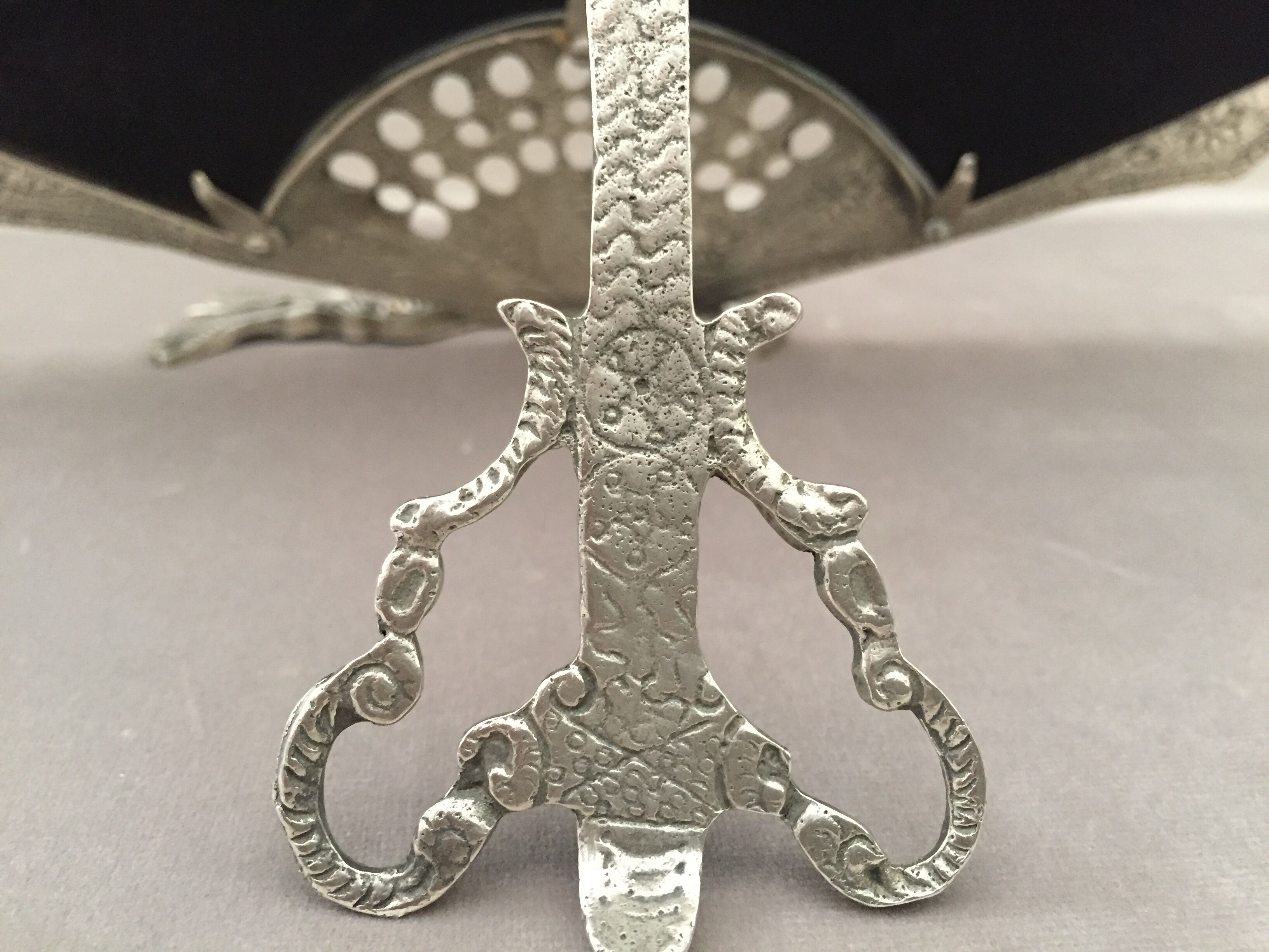 Baroque mirror fan in the Louis XV style, silver bronze Napoleon III