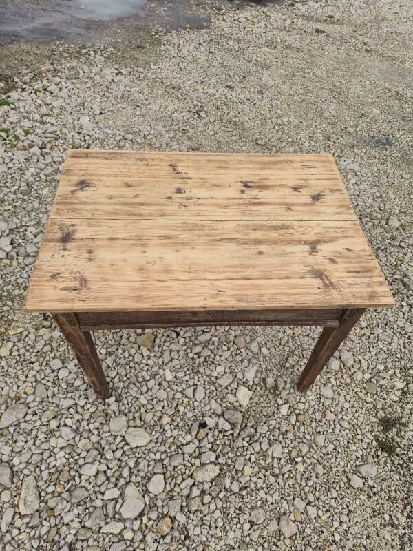 Table de ferme rustique ancienne en chêne et sapin un tiroir