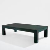 Table basse en parchemin teinté vert forêt par Aldo Tura années 60