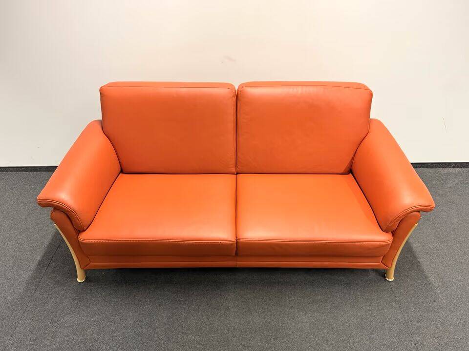 Himolla 2-Seater Orange Leather Sofa
