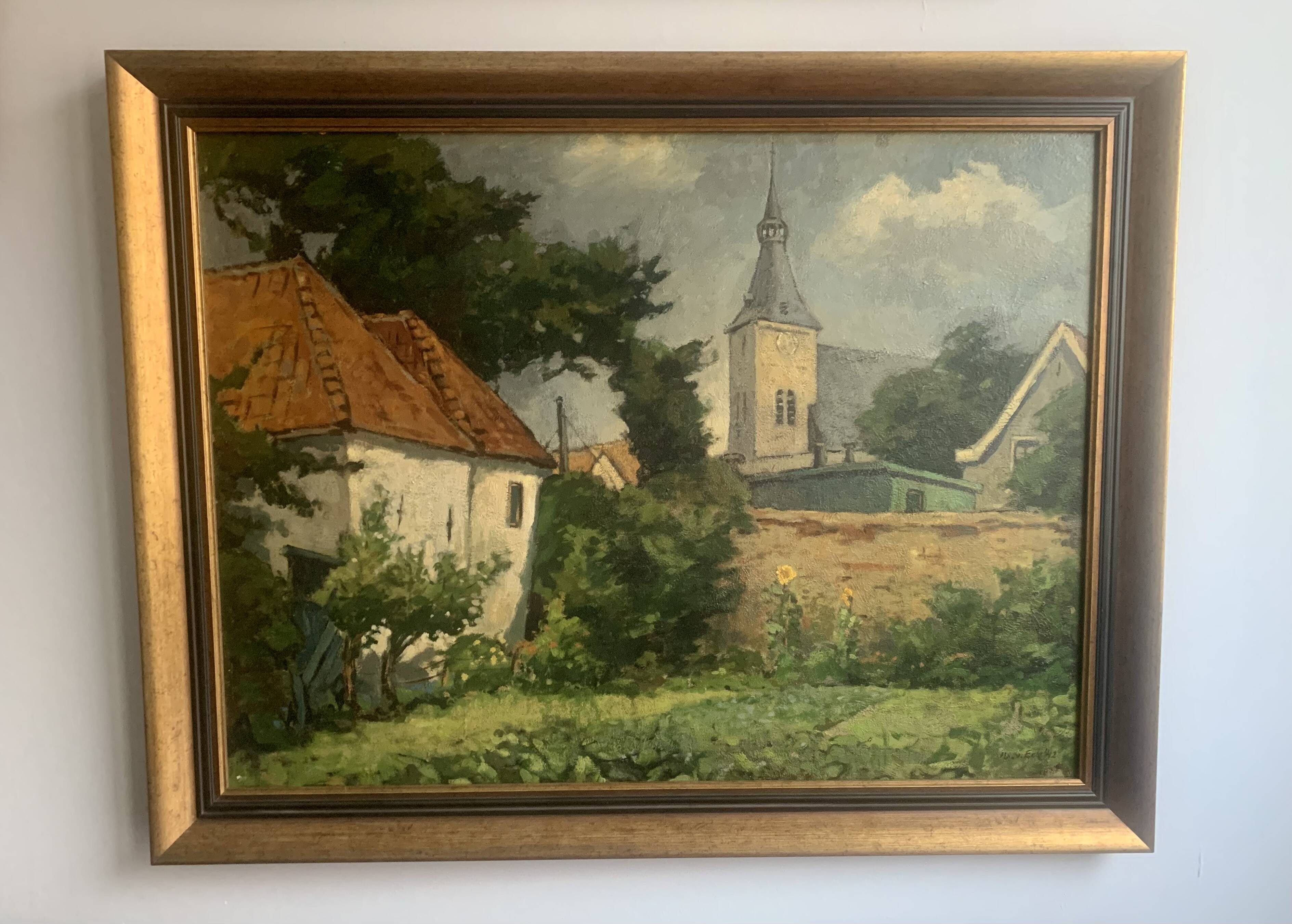 Large antique oil painting