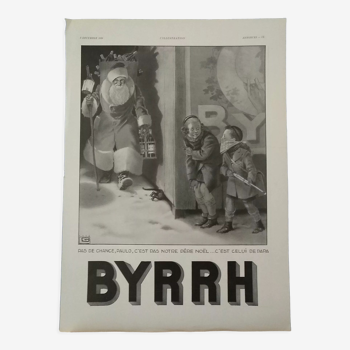 Publicité papier Byrrh  père Noël  issue d'une revue année 1938