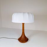 Mid-century table lamp in solid teak by Lisbeth Brams, Denmark, 1960s.