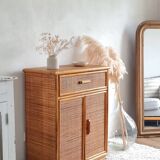 Vintage rattan sideboard from the 1970s.