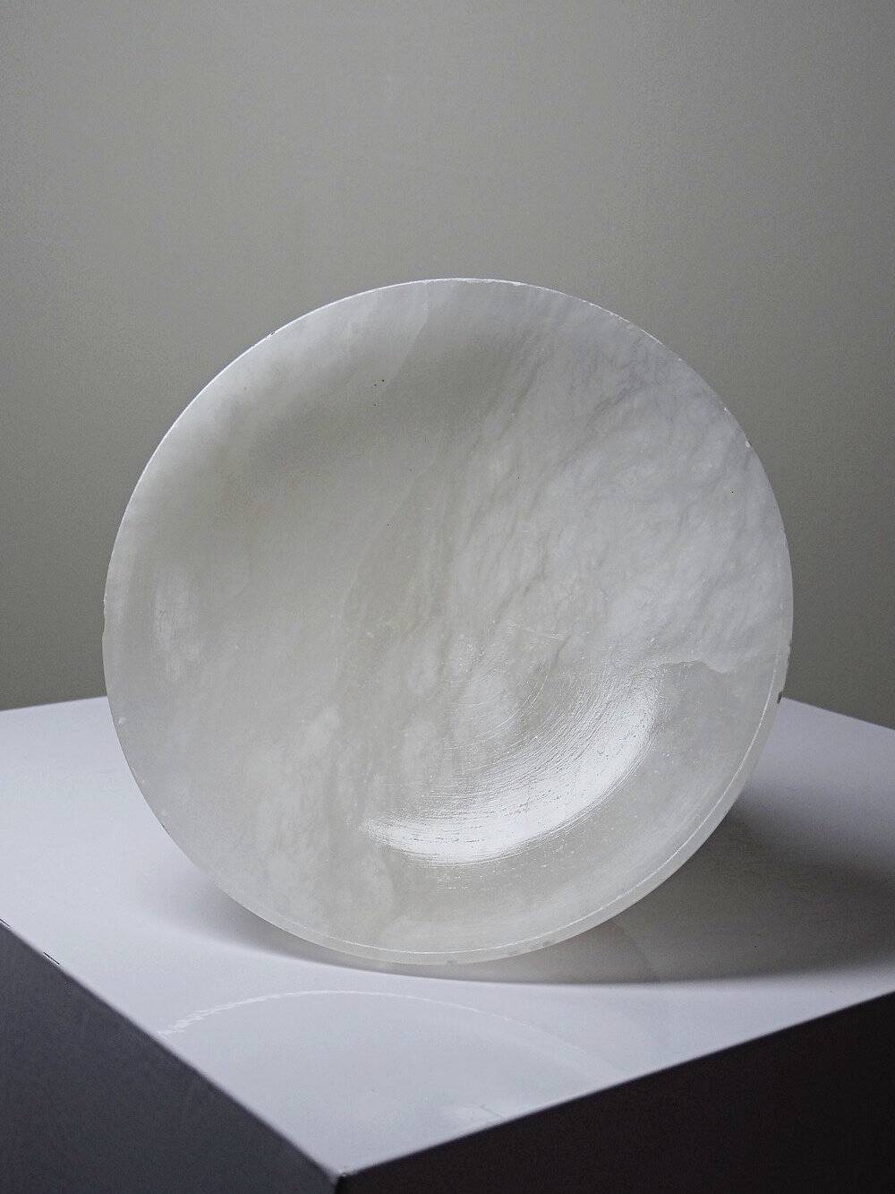 Coupe ou vide-poche vintage en albâtre blanc, Italie années 60-70
