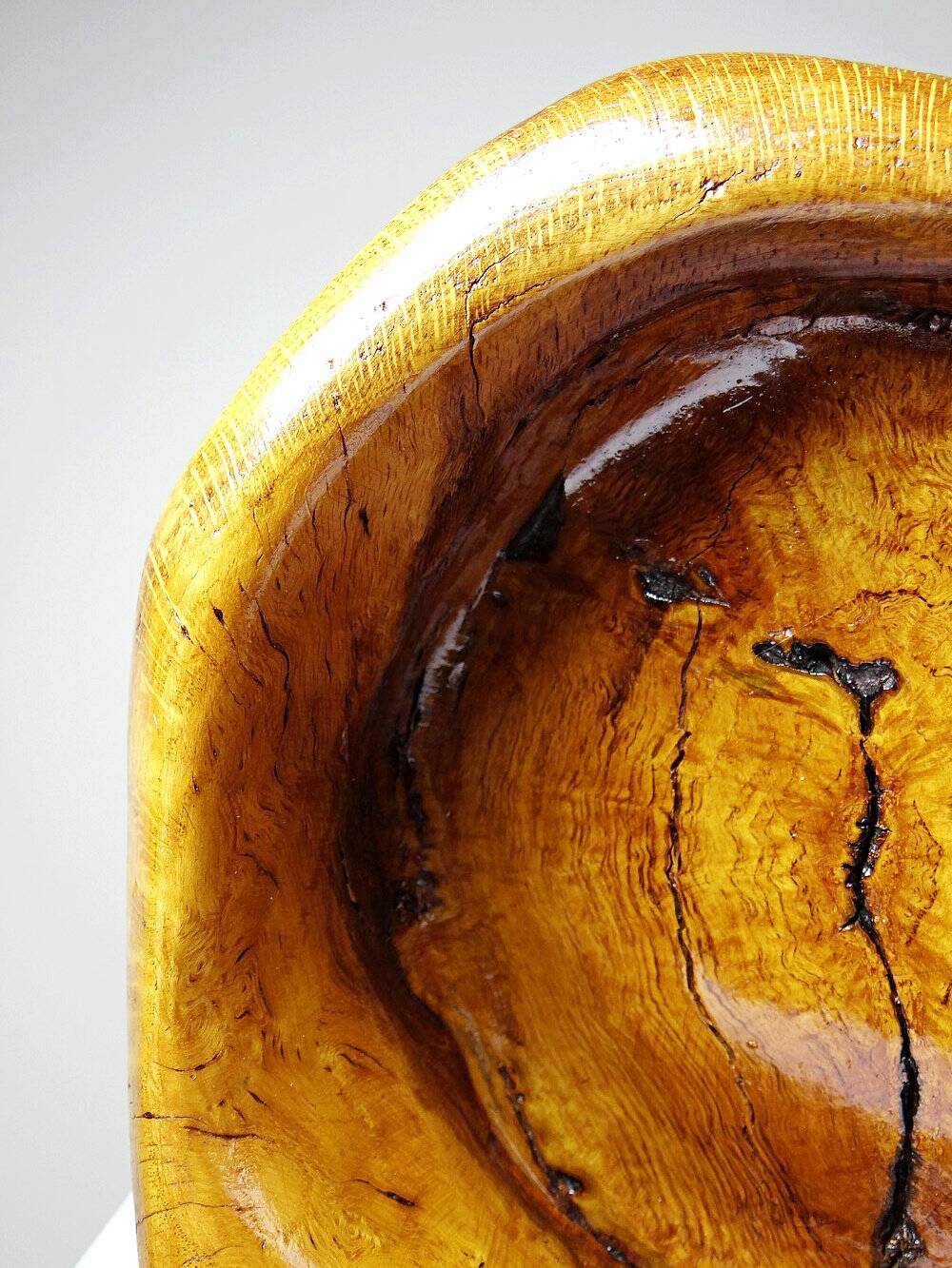 Brutalist vintage olive wood monoxyle catchall from the 50s-60s, handcrafted.