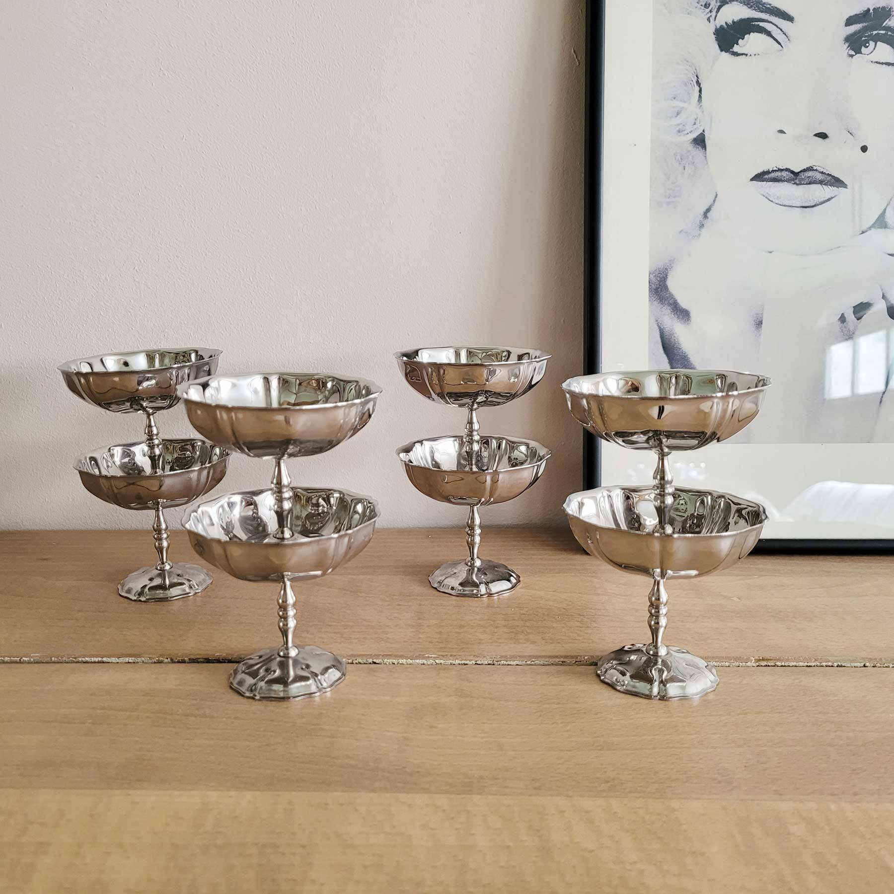 Vintage stainless steel flower bowls