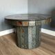 Table basse brutaliste – Table roulante en carrelage de pierre des années 1970