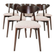 Pink Set of 6 dining chairs Scandinavian design, dark color wood 