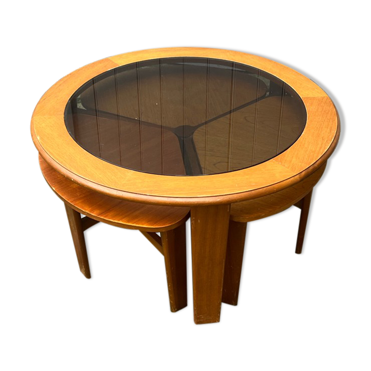 Scandinavian coffee table trundle and smoked glass