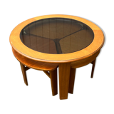 Scandinavian coffee table trundle and smoked glass