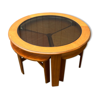 Scandinavian coffee table trundle and smoked glass