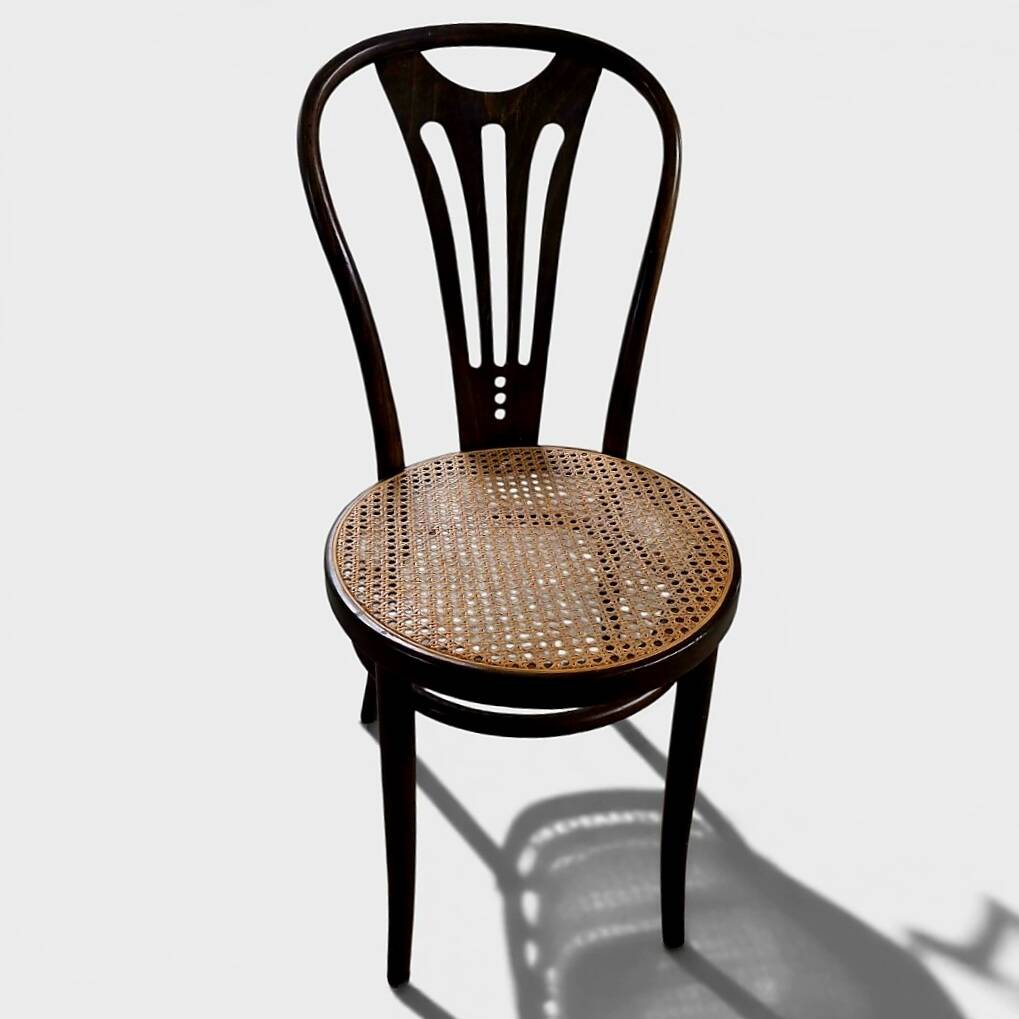 Bistro chair in curved wood and caning — ZPM Radomsko