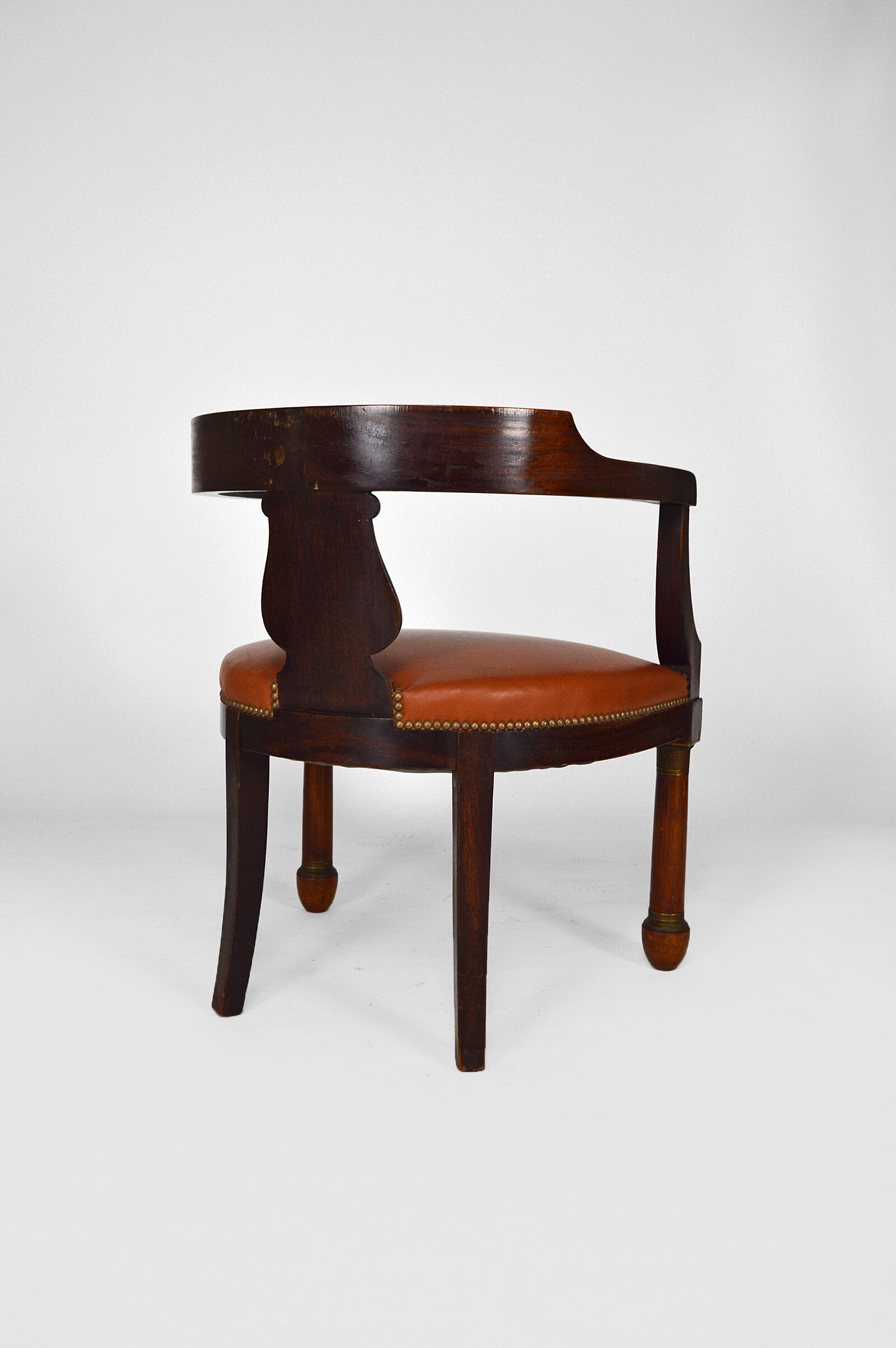 Empire, mahogany and leather office armchair, 19th century