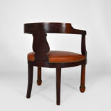 Empire, mahogany and leather office armchair, 19th century