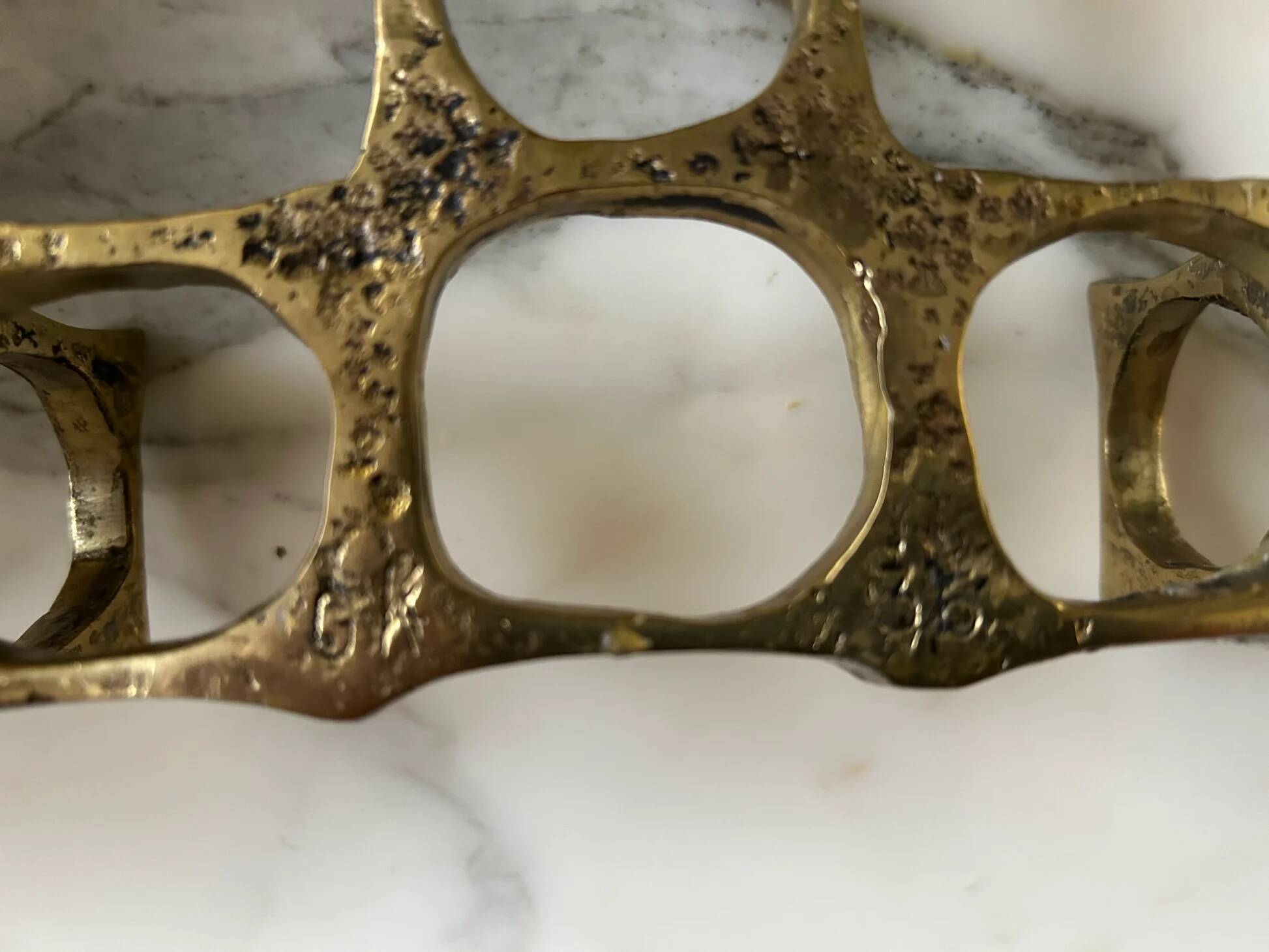 Brass chandelier handcrafted by Heinz Goll, brutalist, Austria 1970.