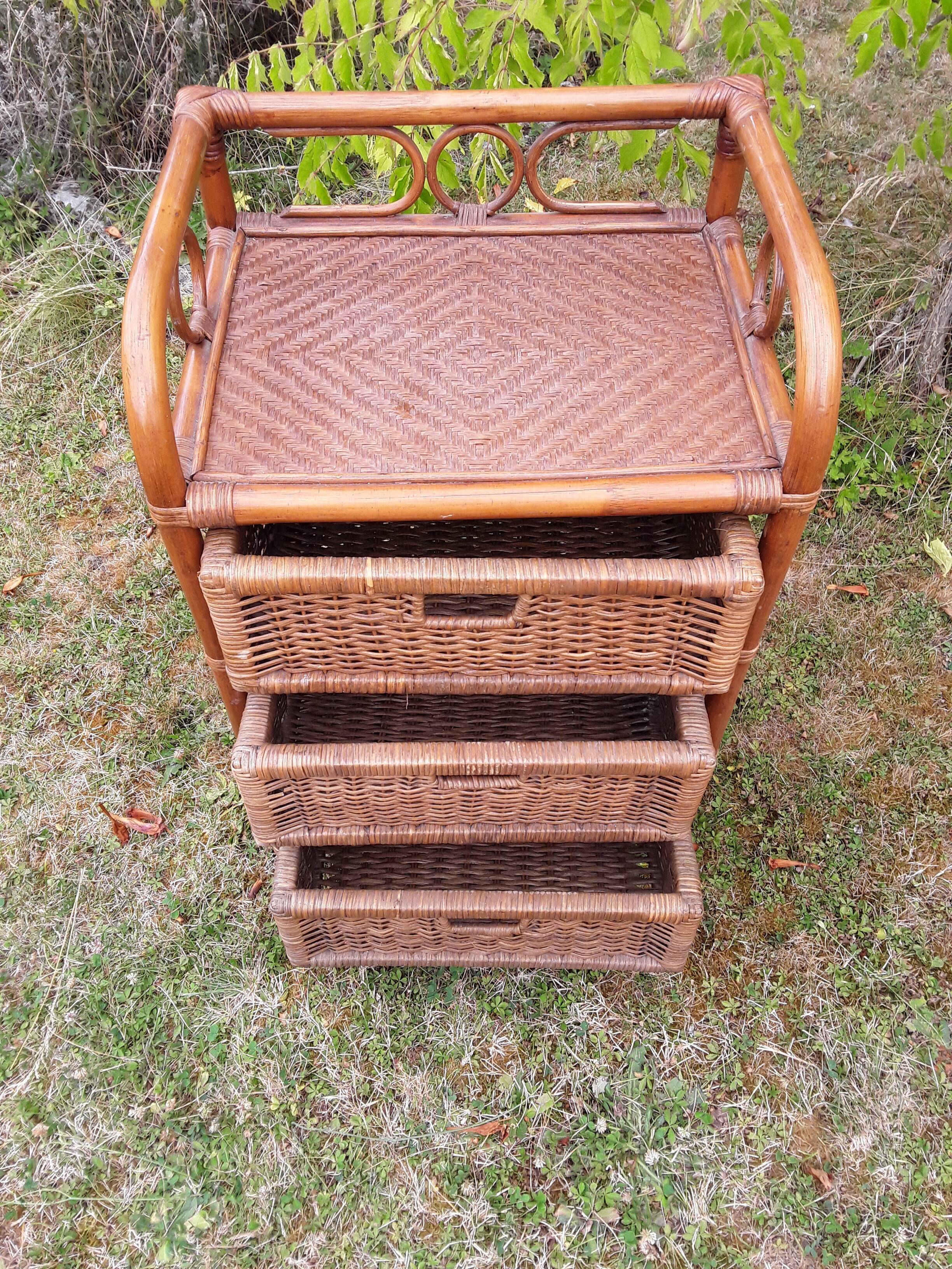 Small dresser in vintage rattan