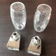 Pair of vintage 1970s-80s glass and chrome wall lights with teardrop shapes