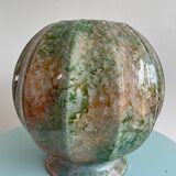 Iridescent glass ball vase with cut sides – Art glass style, unique piece
