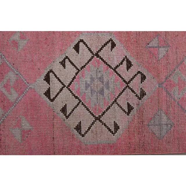 1970s Turkish Oushak Handmade Wool Cotton Pink Area Rug 84x304