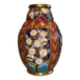 Rare Huge Unique Coloquinte Vase Enamels Art Deco 1930 45cms Cerabelga Top++