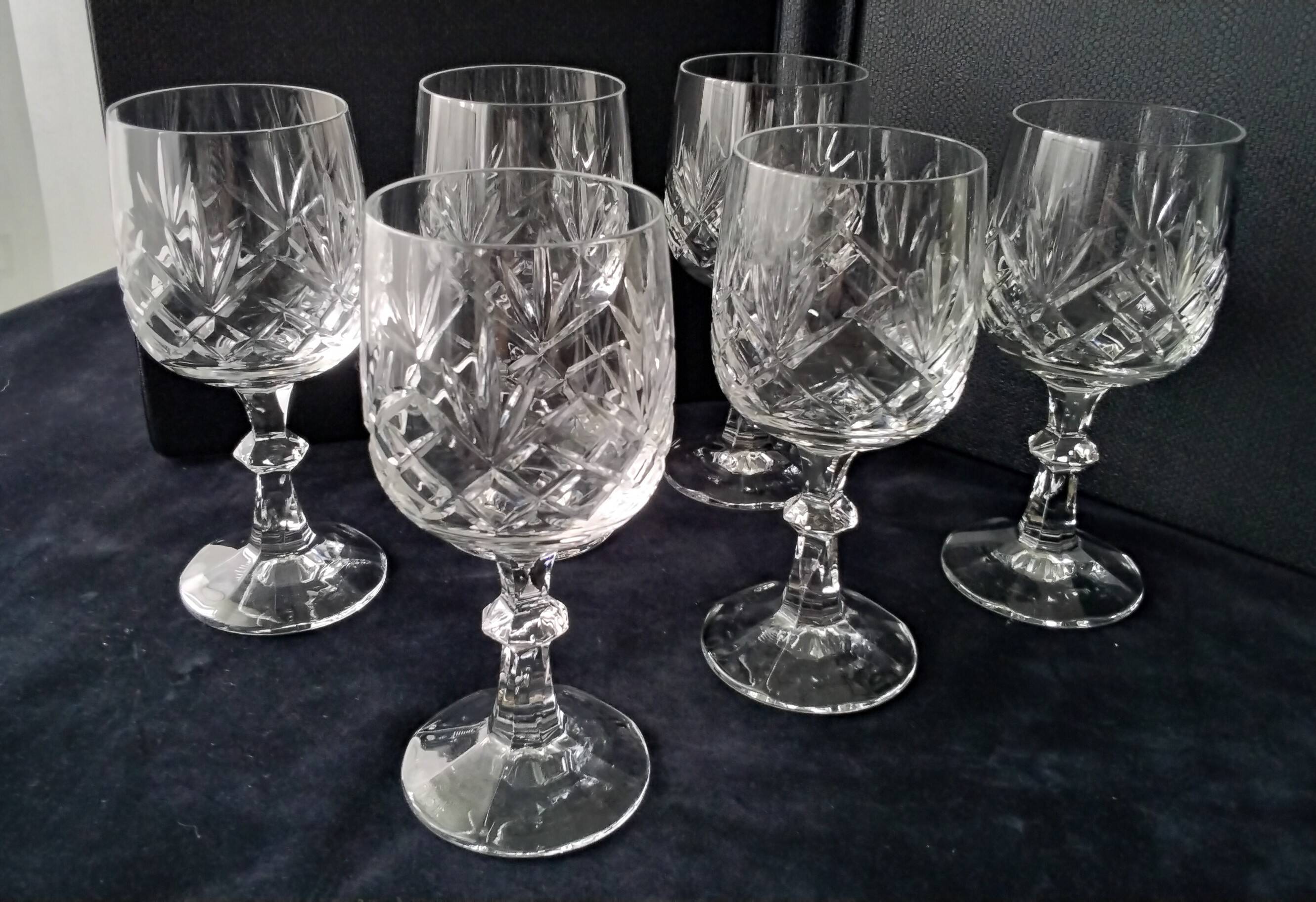 6 water glasses or large cut crystal wine glasses