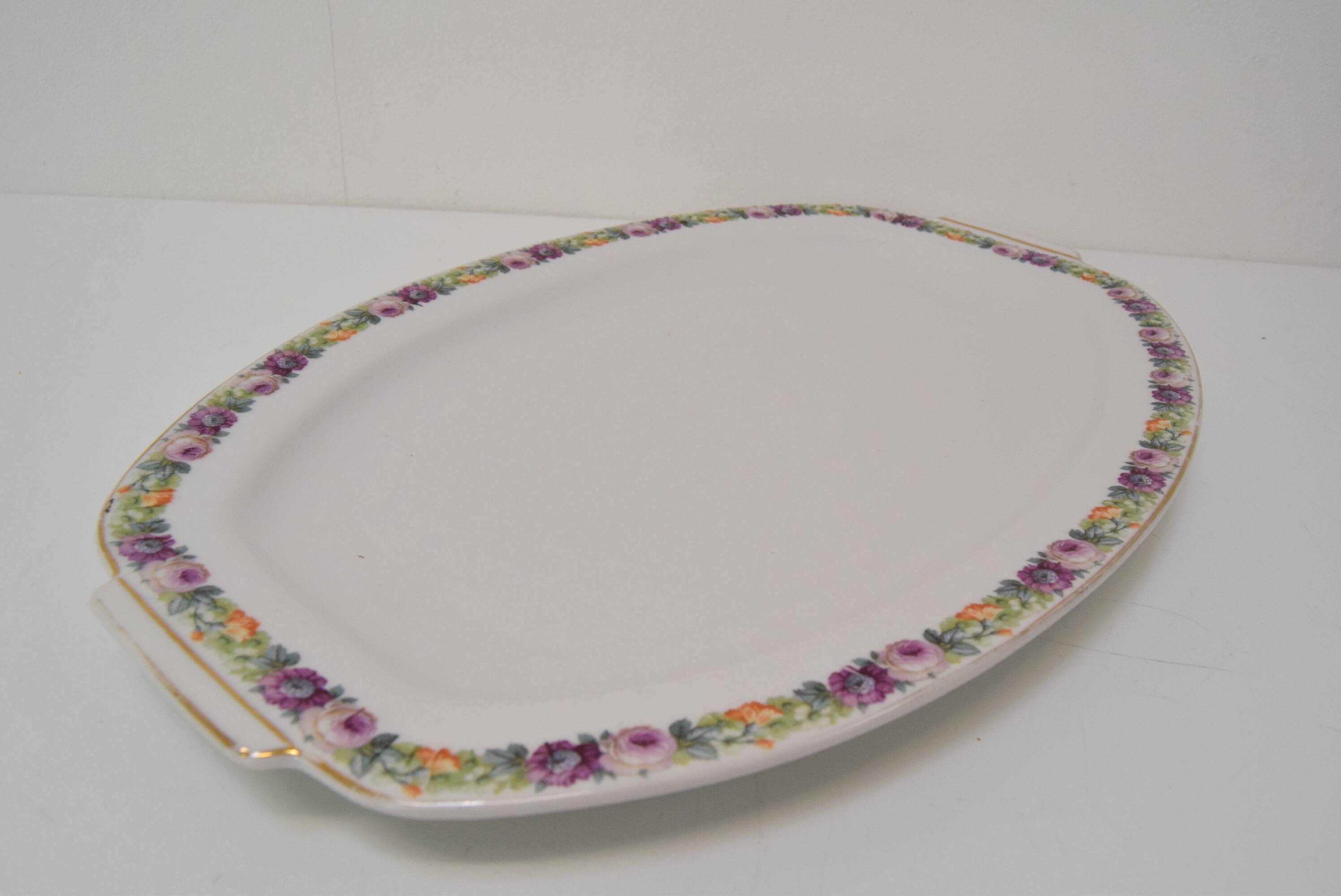 Plateau de service en porcelaine rare, porcelaine Merklín, années 1914.