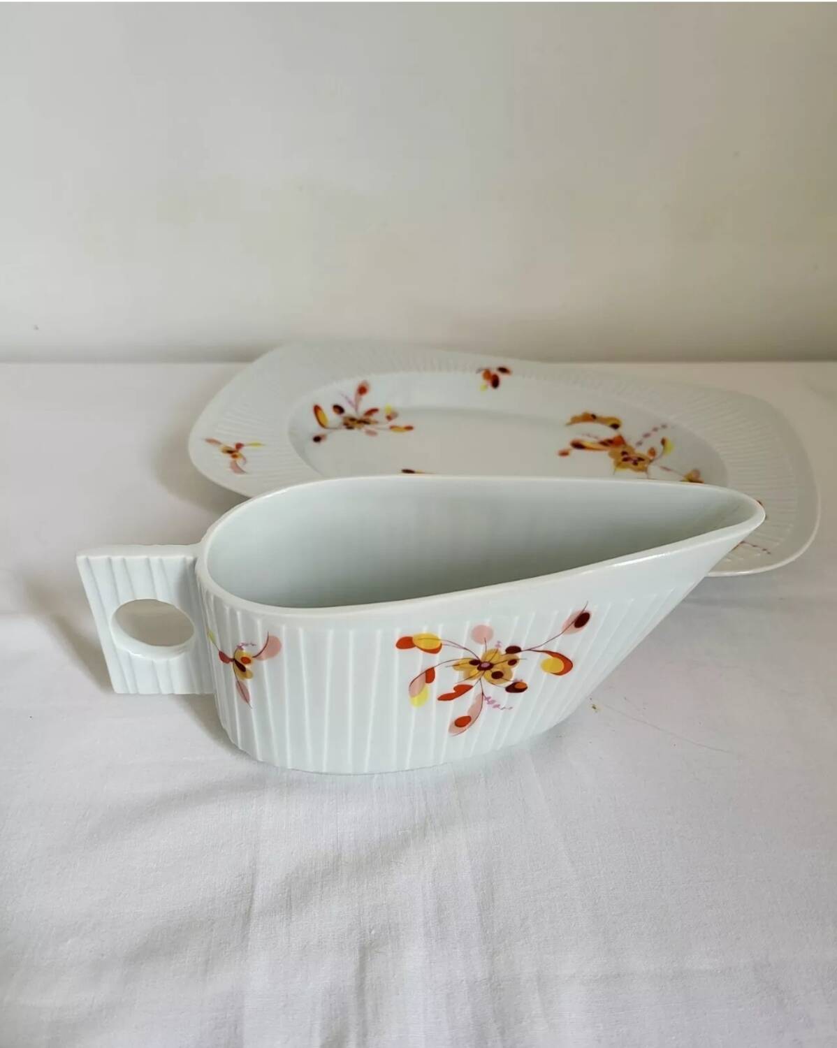 Haviland Limoges Gravy Boat and Porcelain Tray, Vintage