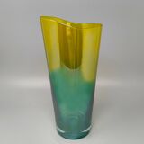 1970s Luxury Green and Yellow Handcrafted Vase in Murano Glass by Ca dei Ve