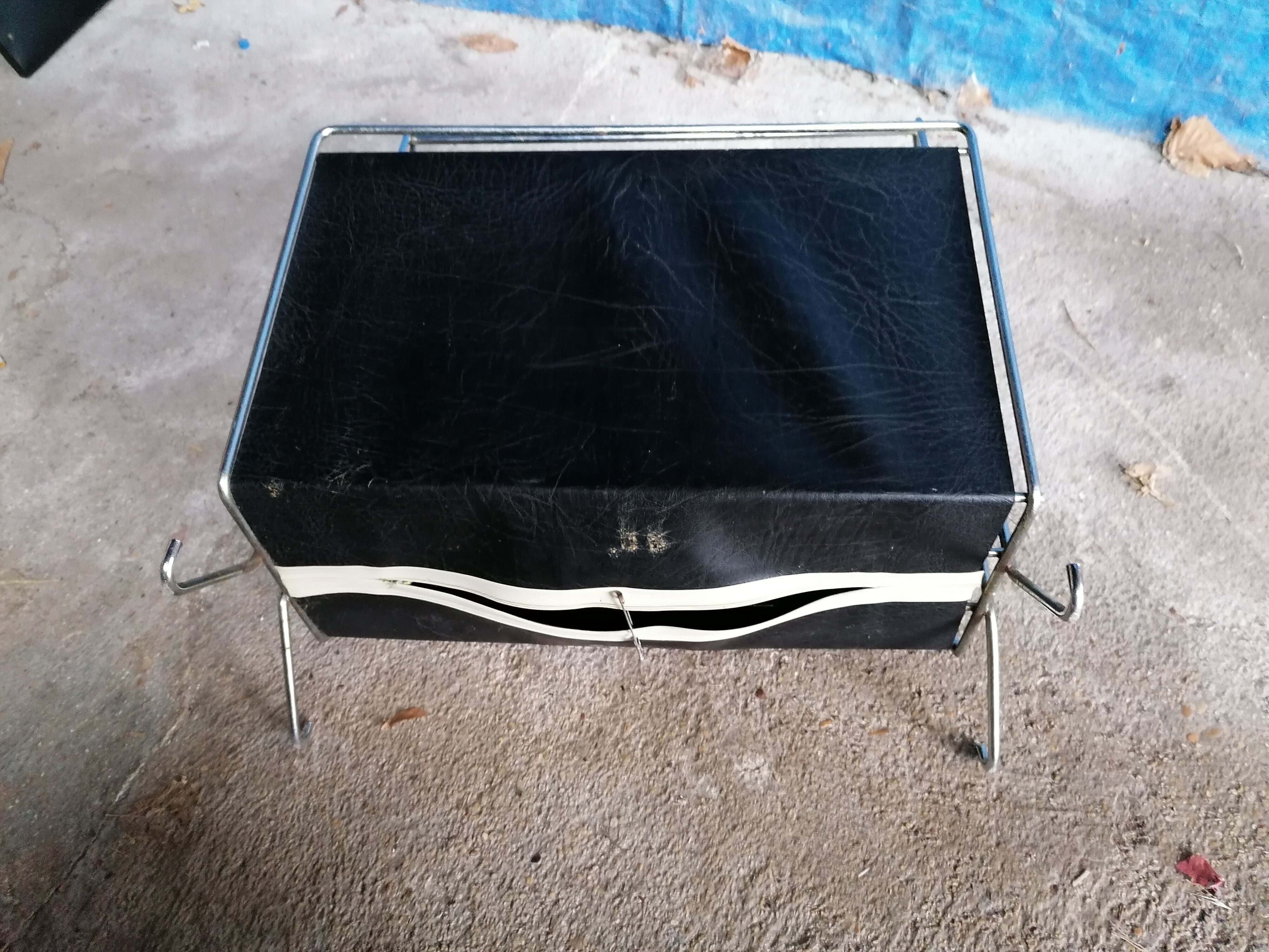 Magazine rack, steel file and vintage faux leather