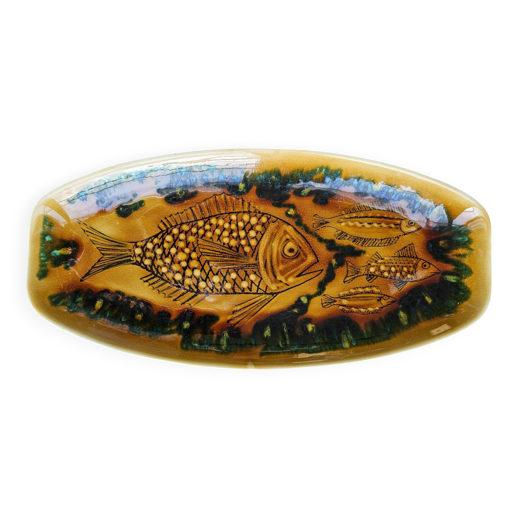 Fish platter, Longchamp earthenware. Designs attributed to Robert Picault