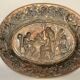 Pair Of Oval Plates In Brass Repulsed 19th century decorated with taverns