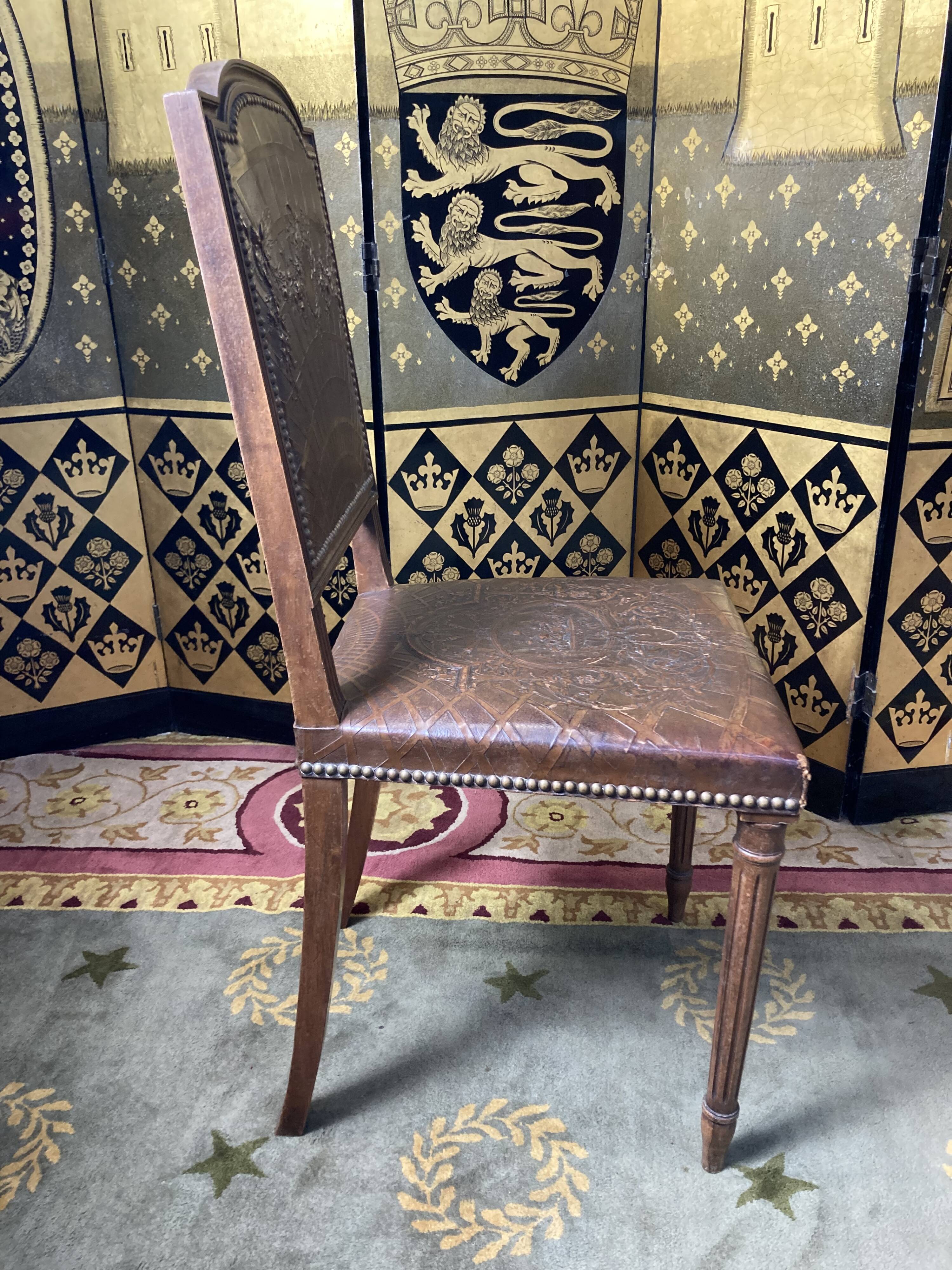 10 Louis XVI chairs seated leather